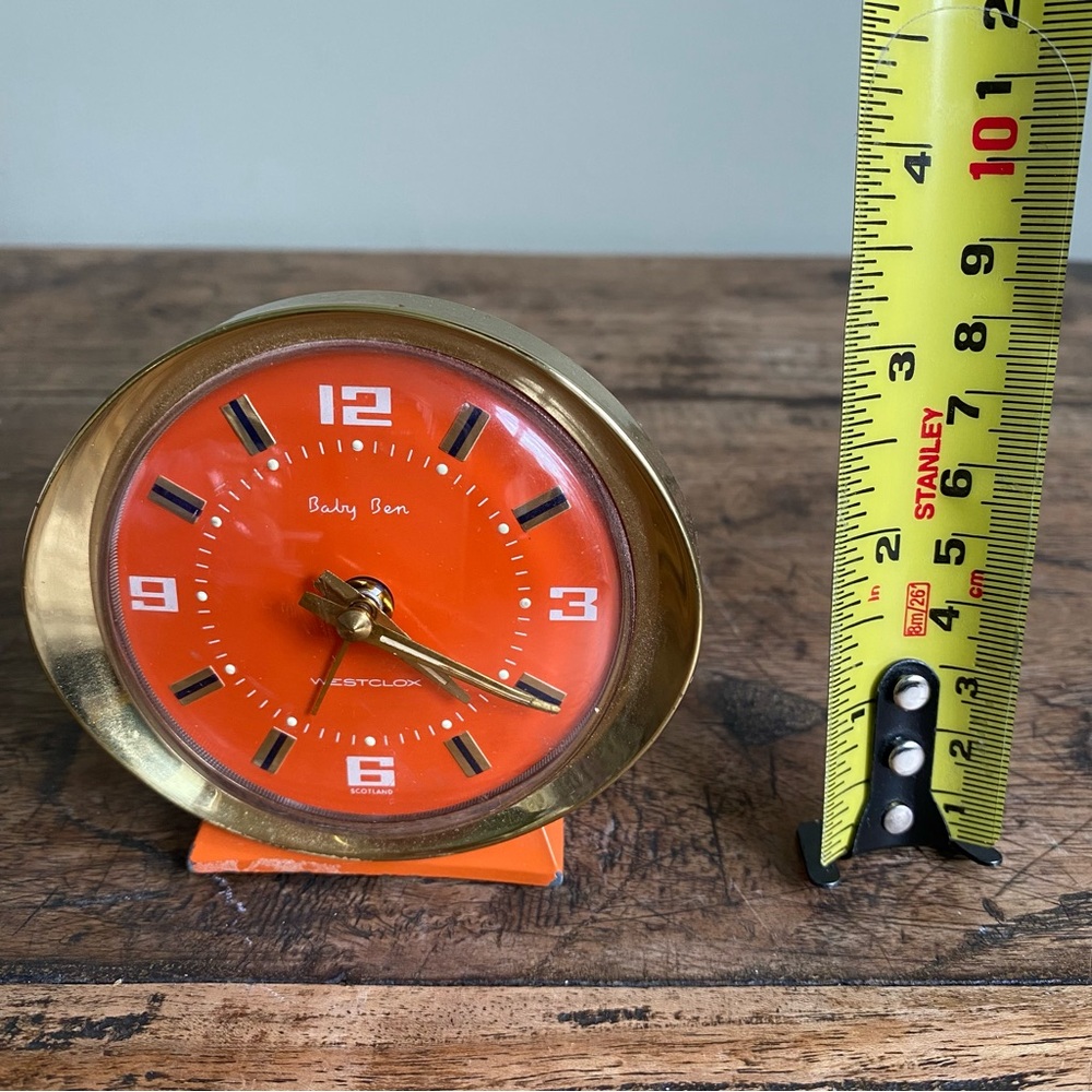 Vintage Westclox Baby Ben Alarm Clock Orange 1960s Scotland - Picture 2 of 5